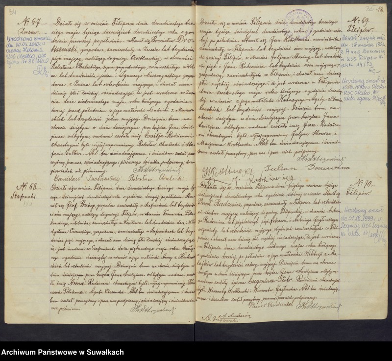 Obraz 20 z jednostki "Księga urodzeń, małżeństw, zejścia 1920 Filipów"