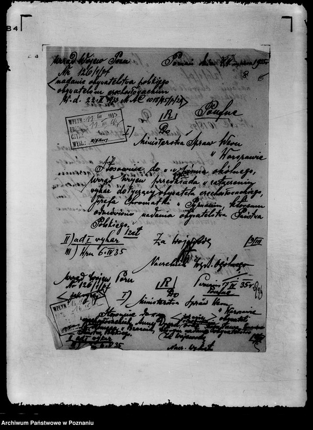 Obraz 11 z jednostki "Zbiór /sprawozdań do Ministerstwa Spraw Wewnętrznych dotyczące nadania obywatelstwa polskiego obywatelom czechosłowackim"