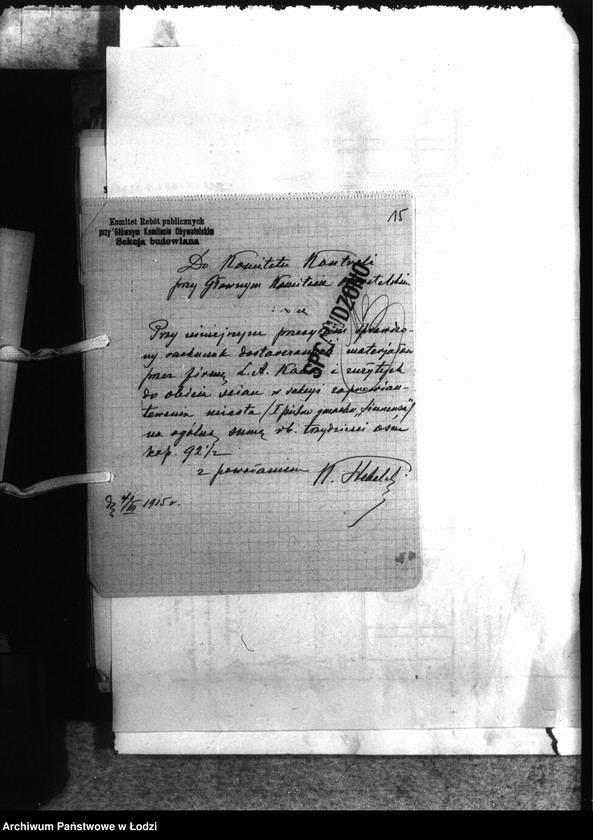 Obraz 18 z jednostki "Korespondencja Sekcji Budowlanej [z Komitetem Kontroli-rachunki, rozliczenia za wykonane prace]"