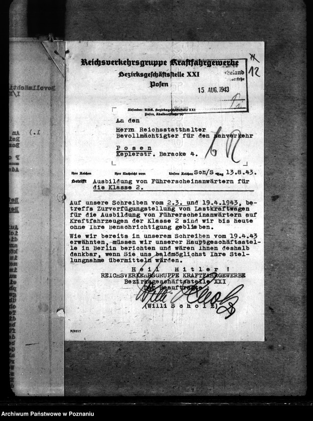 Obraz 16 z jednostki "Ausbildung von Führerscheinanwärtern für die Klasse 2. Beschlagnahme polnischer Fuhrunternehmen. Schmiede in Verkehrsbetrieben."