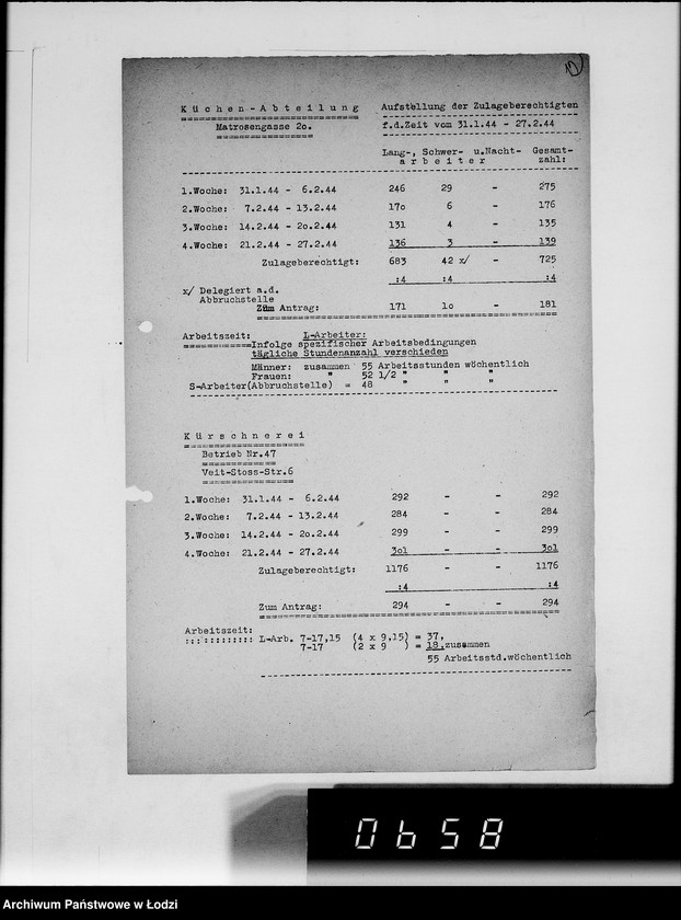 Obraz 16 z jednostki "Statistik [zatrudnienie i produkcja w Getcie według resortów i wydziałów, wykazy dostaw artykułów żywnościowych]"