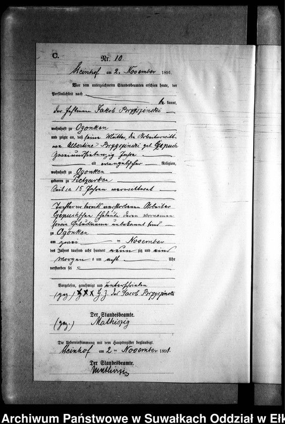 image.from.unit.number "Sterbe-Neben-Register des Preussischen Standes-Amtes Gr. Strengeln Kreis Angerburg"