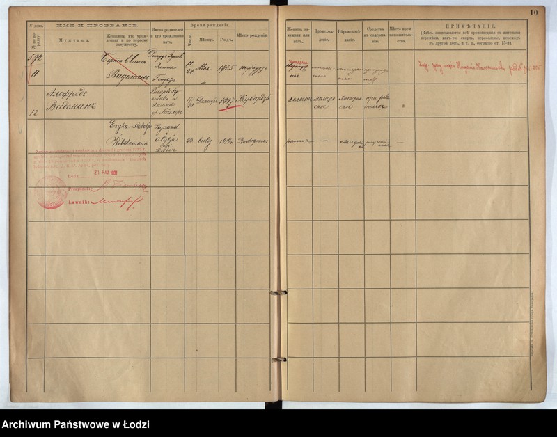 Obraz 10 z jednostki "[Księga ludności stałej m. Łodzi guberni piotrkowskiej nr domu 592-604]"