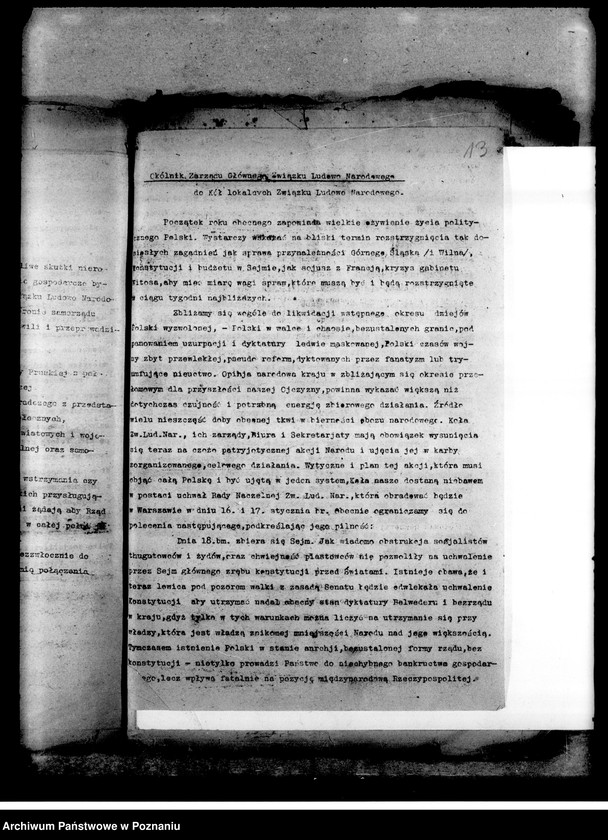 Obraz 17 z jednostki "Okólniki, programy działania, sprawy personalne wycinki prasowe"