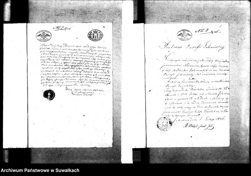 image.from.unit.number "Dowody do Aktów Małżeństwa Parafii Suwalskiey za Rok 1846."