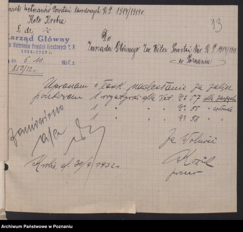 Obraz 17 z jednostki "Akta Koła Obrońców Lwowa i Małopolski Wsch. w Poznaniu."