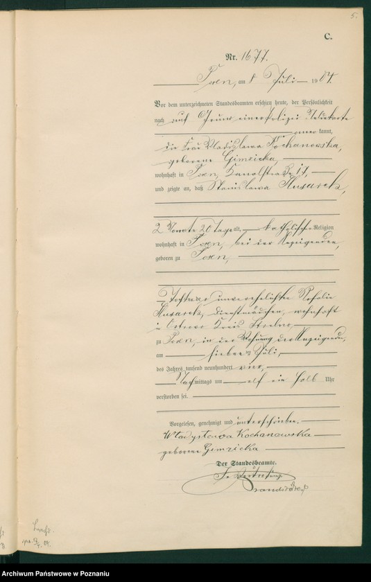 Obraz 7 z jednostki "Księga miejscowa zgonów tom IV"