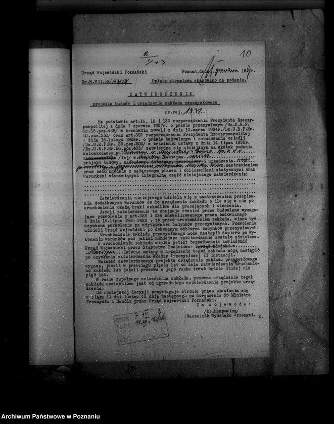 image.from.unit.number "Zatwierdzenie zakładu przemysłowego /przebudowa cukrowni/ w Miejskiej Górce powiat rawicki"