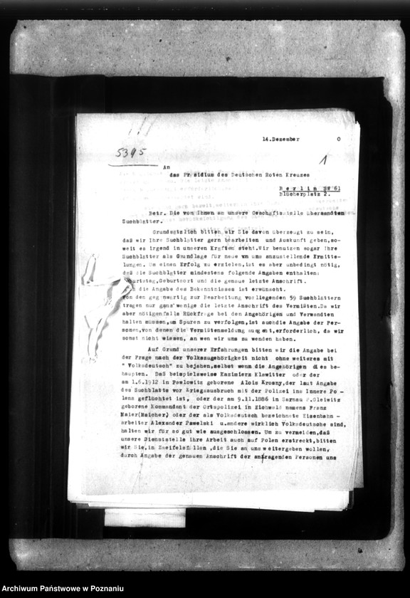 Obraz 5 z jednostki "Vermisstenmeldungen von Roten Krenz - Berlin - Listen und Schriftvechsel"