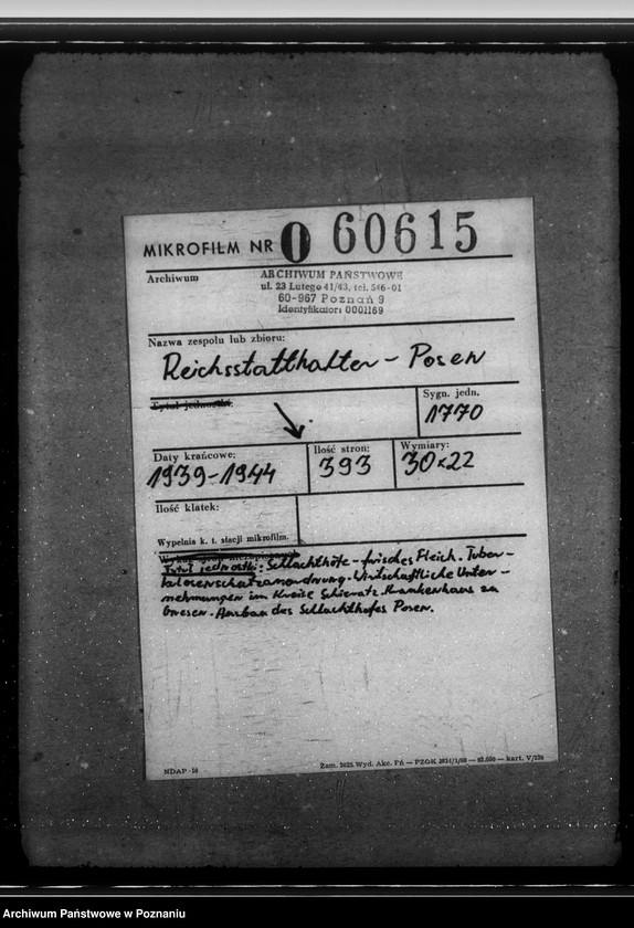 Obraz 2 z jednostki "Schlachthöfe - frische Fleisch. Tuberkulosenschutzanordnung. Wirtschaftliche Unternehmungen im Kreise Schieratz. Krankenhaus zu Gnesen. Ausbau des Schlachthofes Posen."