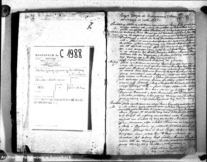 image.from.unit.number "Duplikat Aktów Urodzenia Zaślubienia i Zeyscia Katolików Parafii Mirosławskiey 1827 roku"