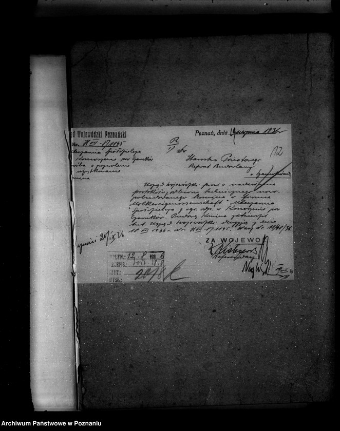 Obraz 16 z jednostki "Zatwierdzenie zakładu przemysłowego /mleczarni/ Firmy Molkereigenossenschaft z ograniczoną odpowiedzialnością w Konarzewie"