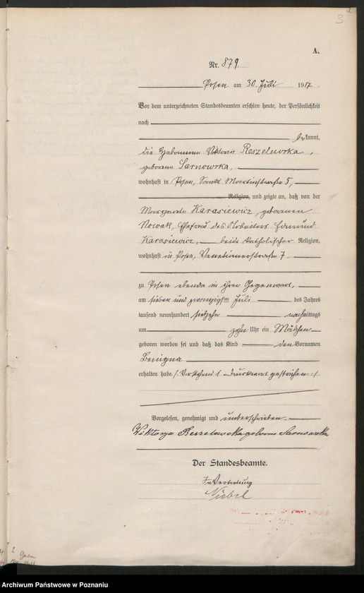 Obraz 5 z jednostki "Księga miejscowa urodzeń tom III [Rejestr główny urodzeń]"