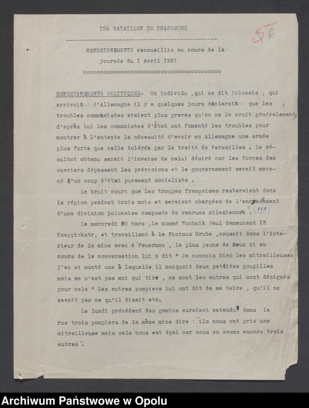 Obraz 9 z jednostki "/Meldunki dzienne o sytuacji w rejonach postoju wojsk - wiadomości ekonomiczne, polityczne i wojskowe, m.in. propaganda komunistyczna/ IV 1921"
