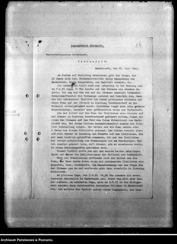 Obraz 20 z jednostki "Korespondencja w sprawie miejscowych Niemców ze Śląska, Wielkopolski i Poznania, którzy zginęli w 1939 roku"