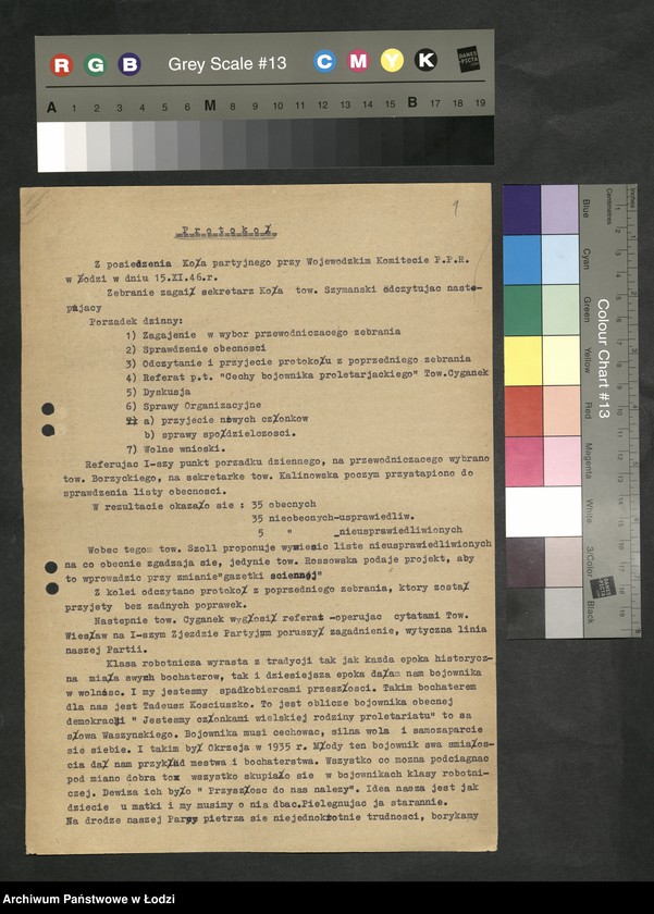 Obraz 2 z jednostki "Protokoły posiedzeń koła partyjnego przy Komitecie Wojewódzkim Polskiej Partii Robotniczej"