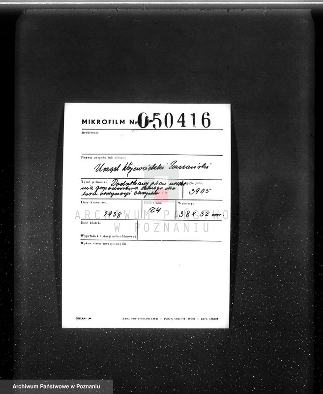 image.from.unit.number "Dodatkowy plan urządzenia gospodarstwa leśnego dla lasu ordynacji Obrzycko powiat szamotulski 1937-1938"