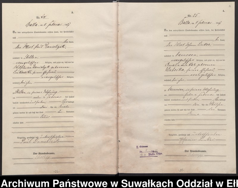 image.from.unit.number "[Geburts-Haupt-Register des Königlichen Preussischen Standes-Amtes Bialla Kreis Johannisburg]"