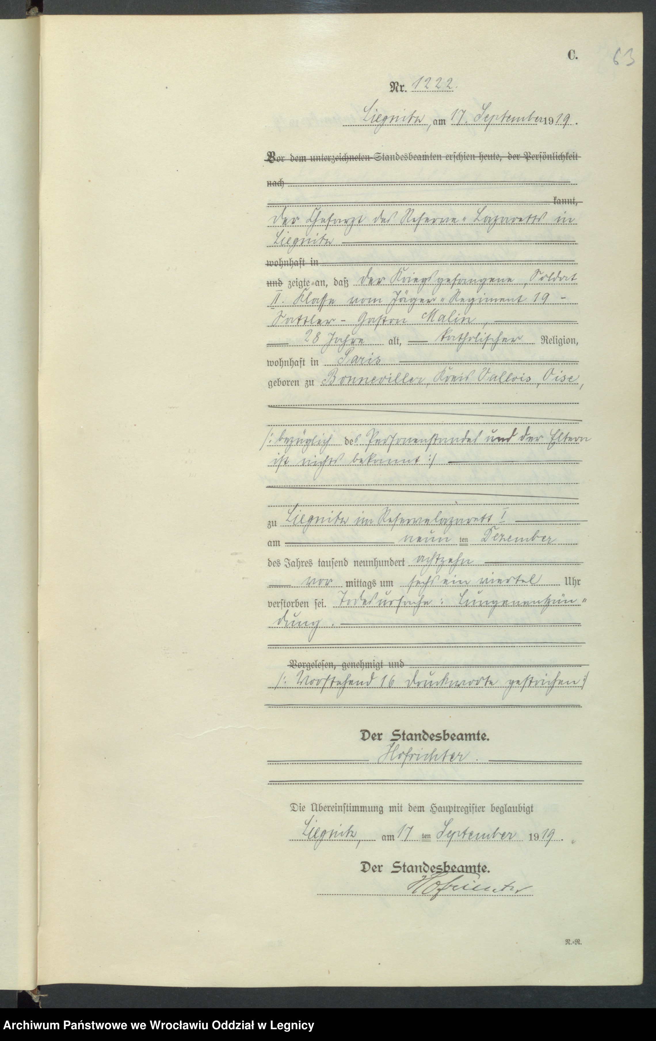 Skan z jednostki: Księga zgonów tom III
