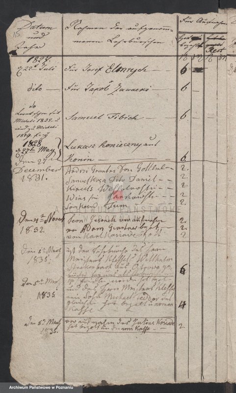 image.from.unit.number "Einnahme von Beiträgen für Arme von Quartalgeld,  Meister - Gesellen - und Lehrburschen - Eintragungen"