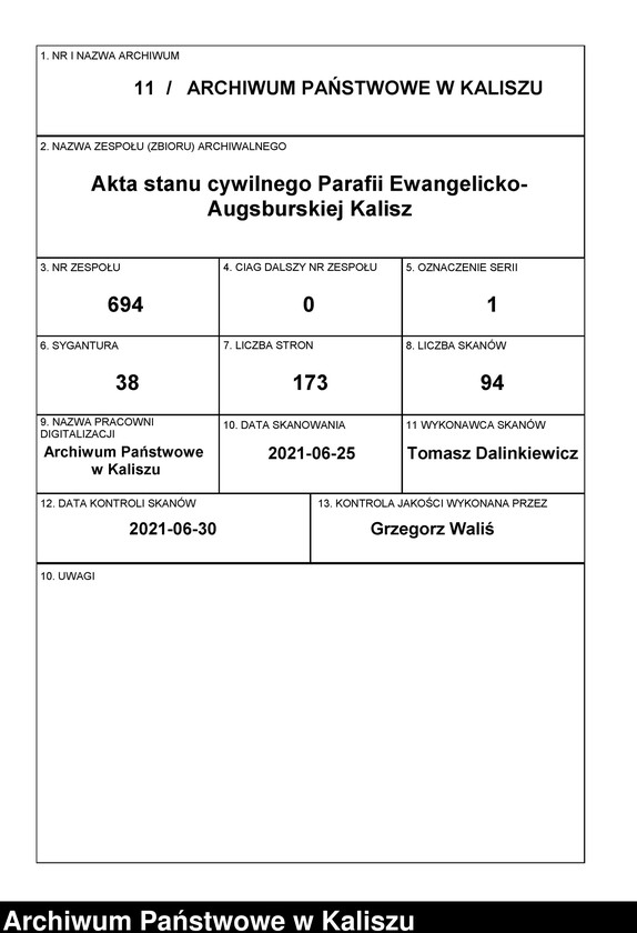 image.from.unit.number "Książka akt urodzenia, małżeństw i zejścia"