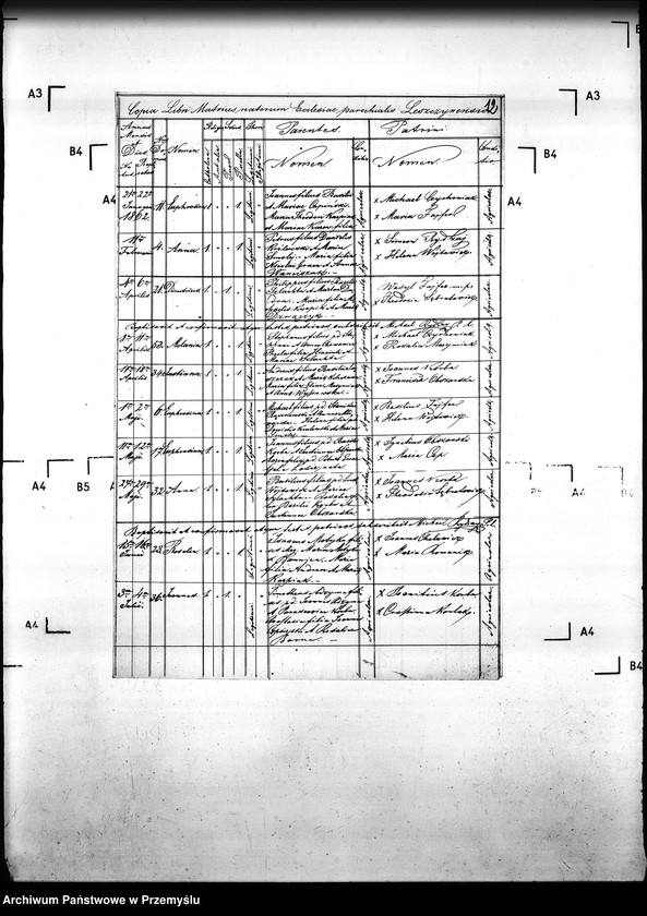 Obraz 16 z jednostki "[Kopie ksiąg metrykalnych parafii Leszczyny z filiami Bielanka, Kuńkowa (dekanat Gorlice)]"
