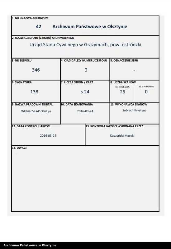 Obraz 1 z jednostki "Sterbe-Neben-Register Nr 1 - 23"