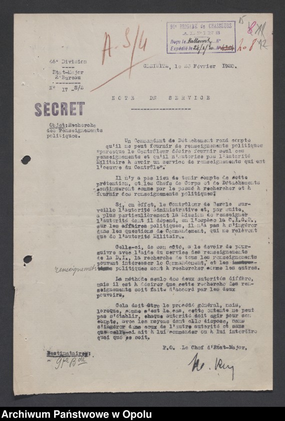 Obraz 18 z jednostki "Renseignements /Biuletyny wywiadowcze/"