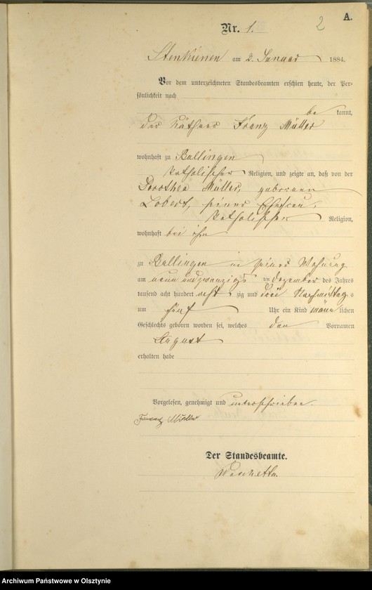 Obraz z jednostki "Geburts-Haupt-Register Nr 1 - 108"