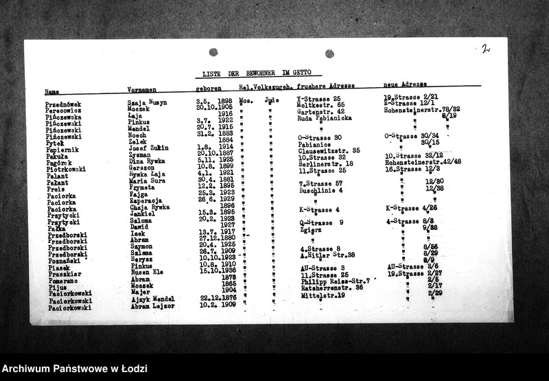 Obraz 6 z jednostki "[Alfabetyczny spis mieszkańców getta. Litera P]"