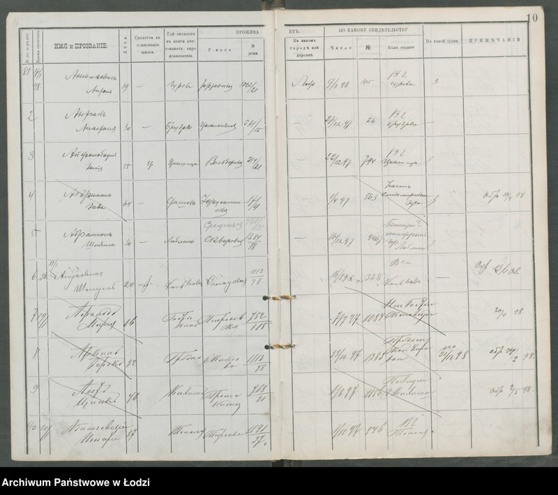 Obraz 13 z jednostki "[Księga ludności niestałej m. Łodzi lit. A]"