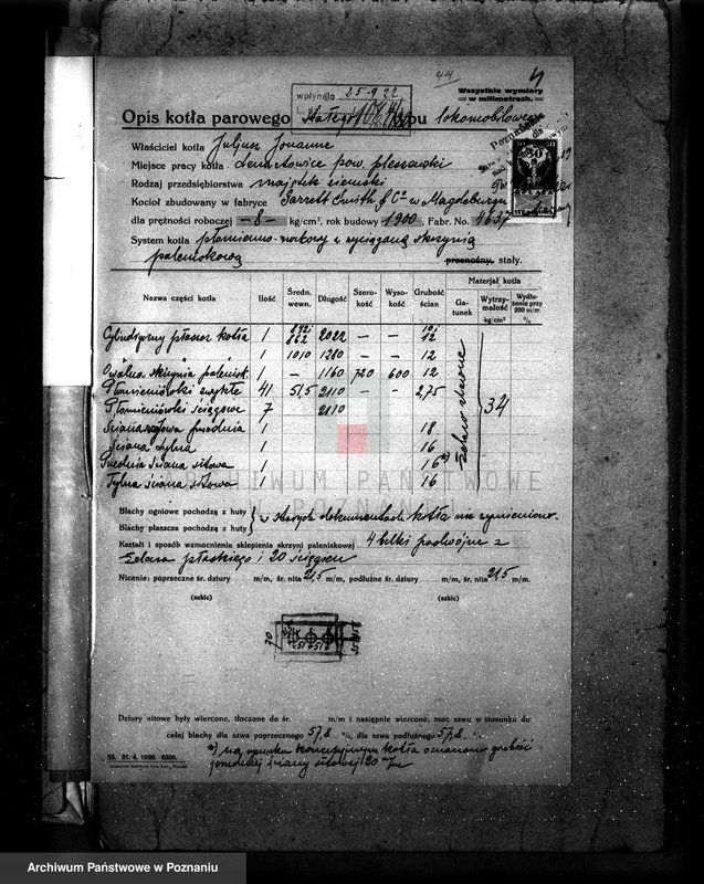 Obraz 8 z jednostki "Młyn parowy Fr. Balcera w Kucharkach pow. jarociński nr woj. kotła 1433"