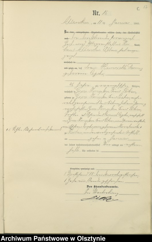 image.from.unit.number "Sterbe-Haupt-Register Tom I, Nr 1 - 425"