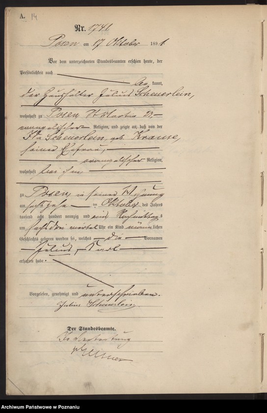 Obraz 18 z jednostki "Księga urodzeń t. V"