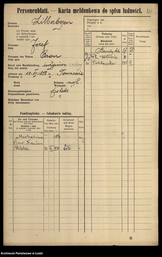 image.from.unit.number "[Spis ludności Łodzi] Zilberblatt - Zilberszpic"