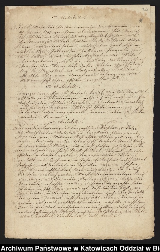 image.from.unit.number "[1. Korespondencja arcyksiężnej Marii Teresy Habsburg z władzami kościelnymi w sprawie uzyskania zezwolenia na odprawianie Mszy Świętej w kaplicy zamkowej 1905-1912, 2. Kopia fragmentu traktatu wiedeńskiego z 3 maja 1815 roku]"