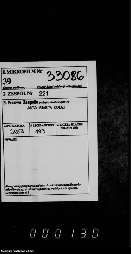 Obraz 2 z jednostki "Otčetnosti lodzinskoj gorodskoj kassy"