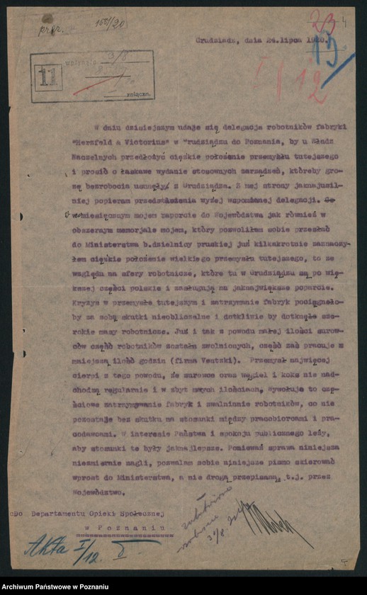 Obraz 6 z jednostki "[Informacje o protestach robotników na terenie województwa toruńskiego]"