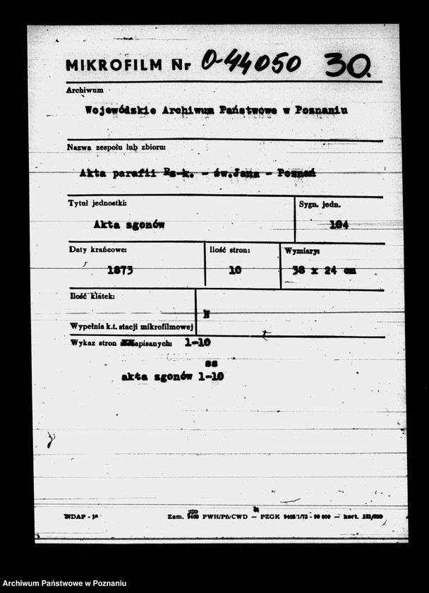 Obraz 1 z jednostki "Księga zgonów"