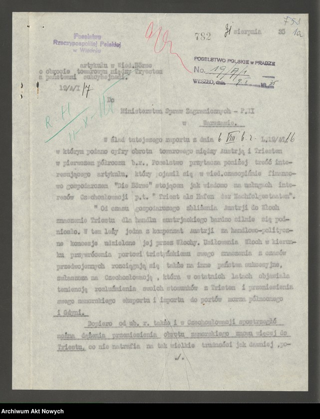 image.from.unit "Austria: Stosunki ekonomiczne z zagranicą - głównie z Czechosłowacją (raporty Poselstwa RP w Wiedniu)"