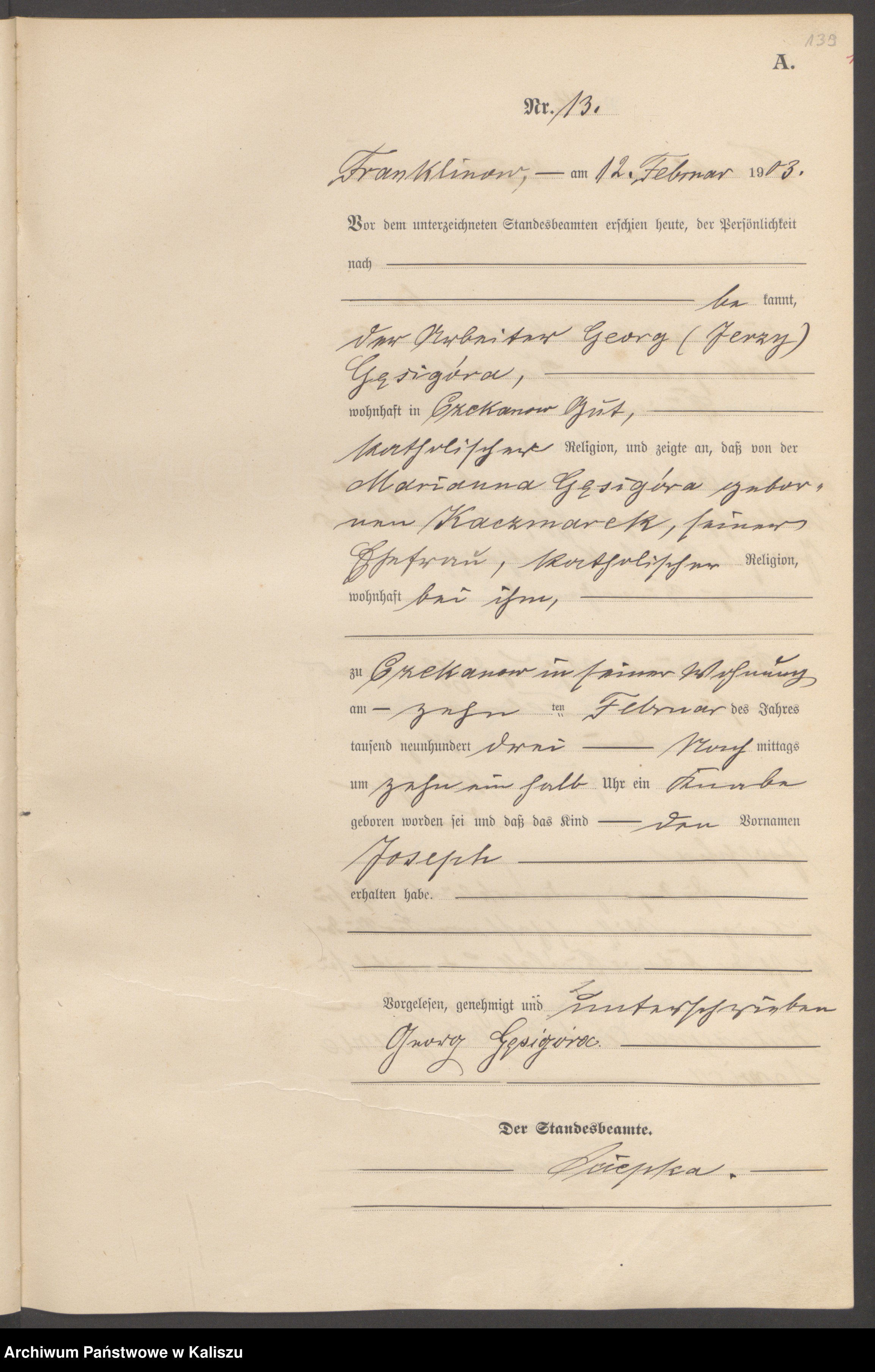 Skan z jednostki: [Księga urodzeń]