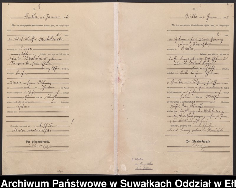 image.from.unit.number "Geburts-Haupt-Register des Königlichen Preussischen Standes-Amtes Bialla Kreis Johannisburg"