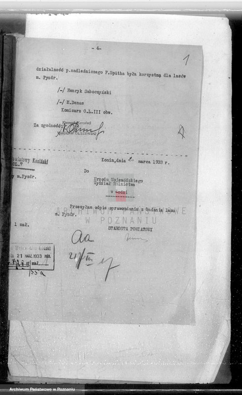 Obraz 5 z jednostki "Sprawa zmiany wydzielenia około 1300 ha gruntów leśnych w lasach miasta Pyzdry ewentualnie z przymusową likwidacją serwitutów wsi Holendry Pyzderskie"