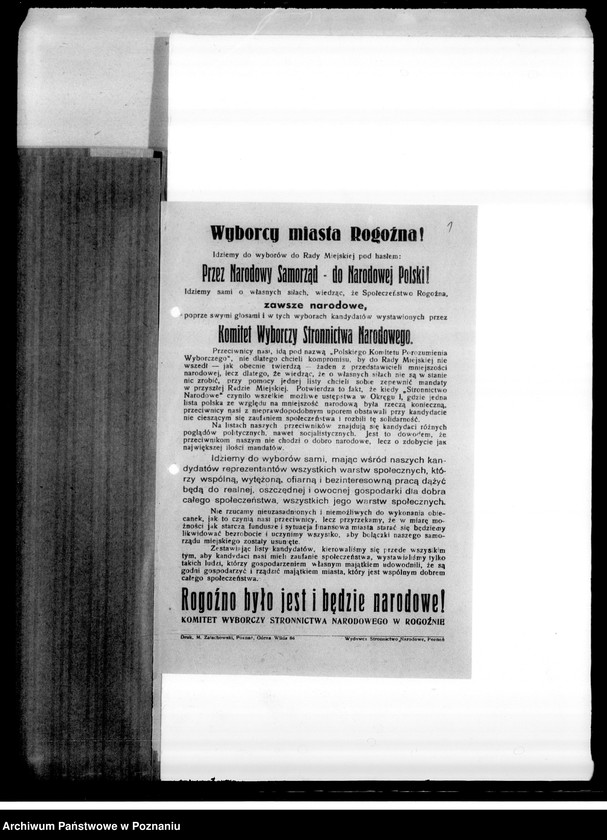 image.from.unit.number "Ulotki Stronnictwa Narodowego- przed wyborami do rad miejskich Rogoźna i Stęszewa"