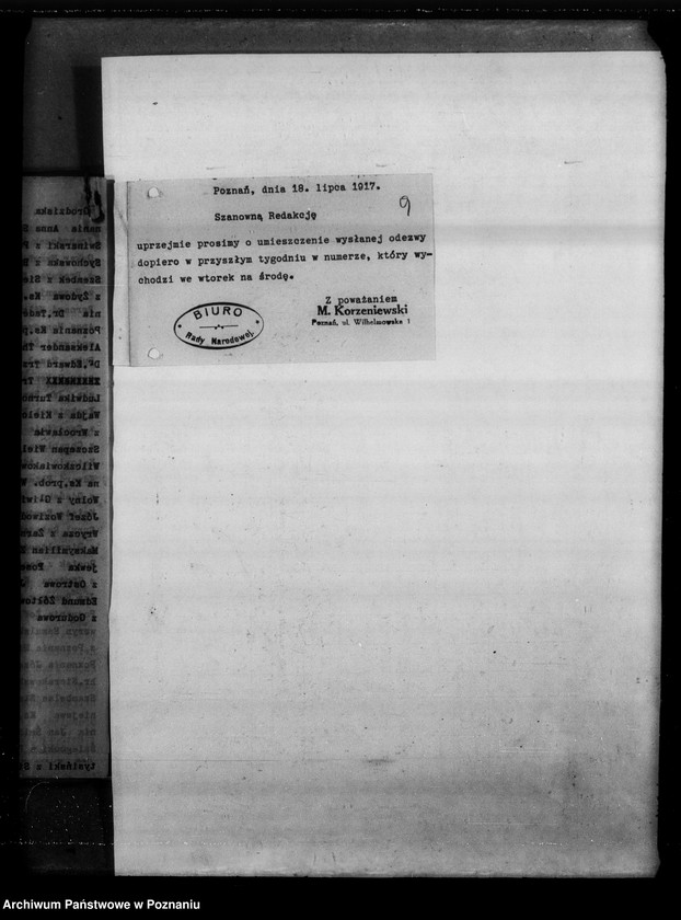 Obraz 12 z jednostki "Potwierdzenie otrzymanych składek pieniężnych na fundusz Kościuszkowski i inne komunikaty związane z funduszem [Wycinki prasowe]"