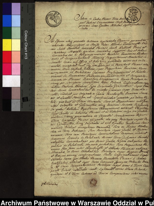 image.from.unit.number "Ekstrakt z ks. gr. płockich manifestacji konwentu z 1706 r., stwierdzającej, że wszystkie dokumenty znajdujące się w klasztorze płockim spłonęły 9 grudnia 1705 r. spalone przez wojska moskiewskie"