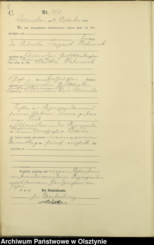 image.from.unit.number "Sterbe-Haupt-Register Tom II,Nr 400 - 529"