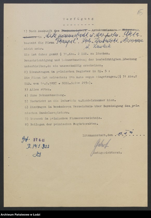 Obraz 17 z jednostki "Firma Tkanpol - Zawadzki, Husman, Zawluk - wyrób i sprzedaż towarów manufakturowych"