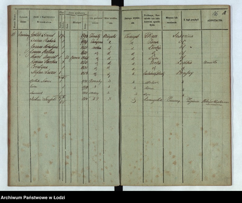 Obraz 17 z jednostki "[Księga ludności stałej Osada tkacka Łódka nr 1-168] "