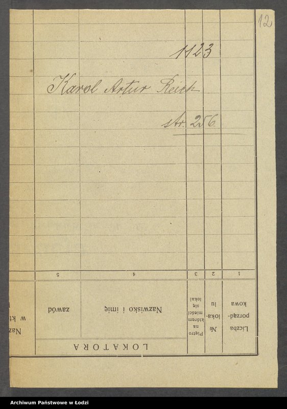 Obraz 14 z jednostki "Dowody metrykalne stałych mieszkańców m. Łodzi nr domu 1123, s. 255-371"